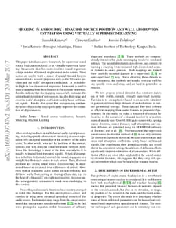 Hearing in a shoe-box : binaural source position and wall absorption
  estimation using virtually supervised learning