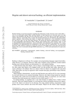 Regular and almost universal hashing: an efficient implementation