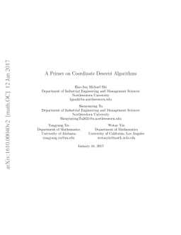 A Primer on Coordinate Descent Algorithms