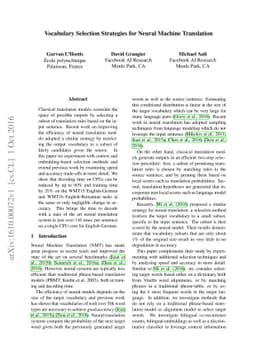Vocabulary Selection Strategies for Neural Machine Translation