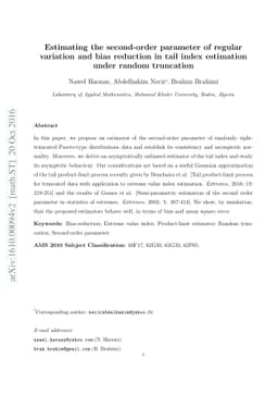 Estimating the second-order parameter of regular variation and bias
  reduction in tail index estimation under random truncation