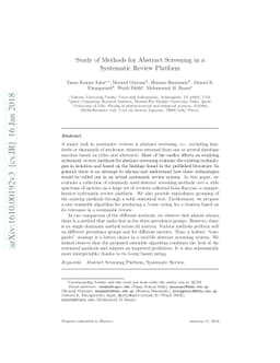 A large scale study of SVM based methods for abstract screening in
  systematic reviews
