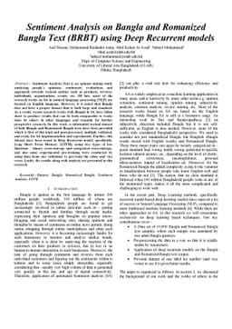 Sentiment Analysis on Bangla and Romanized Bangla Text (BRBT) using Deep
  Recurrent models