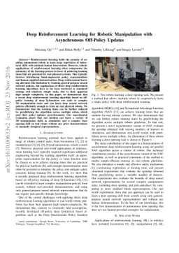 Deep Reinforcement Learning for Robotic Manipulation with Asynchronous
  Off-Policy Updates