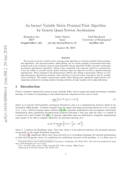 An Inexact Variable Metric Proximal Point Algorithm for Generic
  Quasi-Newton Acceleration