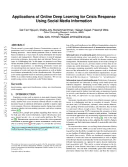 Applications of Online Deep Learning for Crisis Response Using Social
  Media Information