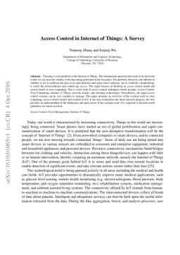Access Control in Internet of Things: A Survey