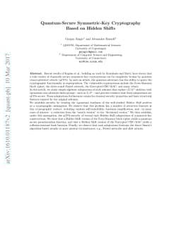 Quantum-Secure Symmetric-Key Cryptography Based on Hidden Shifts