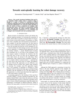 Towards semi-episodic learning for robot damage recovery