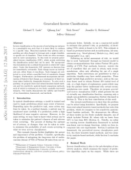 Generalized Inverse Classification