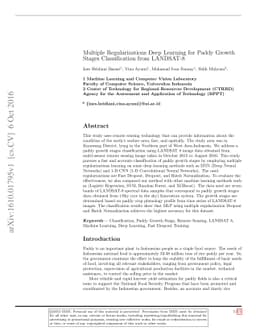 Multiple Regularizations Deep Learning for Paddy Growth Stages
  Classification from LANDSAT-8