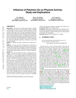 Influence of Pokémon Go on Physical Activity: Study and Implications