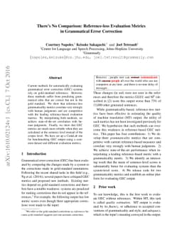 There's No Comparison: Reference-less Evaluation Metrics in Grammatical
  Error Correction