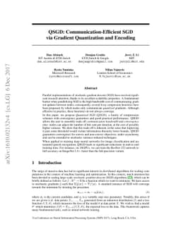 QSGD: Communication-Efficient SGD via Gradient Quantization and Encoding