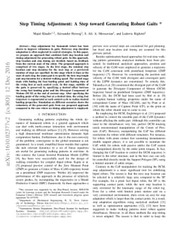 Step Timing Adjustment: A Step toward Generating Robust Gaits