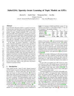 SaberLDA: Sparsity-Aware Learning of Topic Models on GPUs