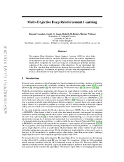 Multi-Objective Deep Reinforcement Learning