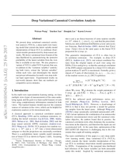 Deep Variational Canonical Correlation Analysis