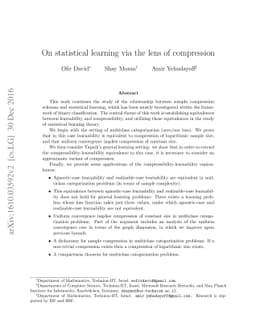 On statistical learning via the lens of compression