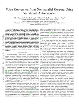 Voice Conversion from Non-parallel Corpora Using Variational
  Auto-encoder