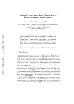 Improved Knowledge Base Completion by Path-Augmented TransR Model