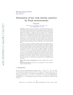 Estimation of low rank density matrices by Pauli measurements