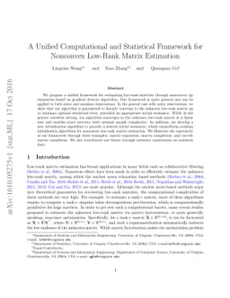 A Unified Computational and Statistical Framework for Nonconvex Low-Rank
  Matrix Estimation