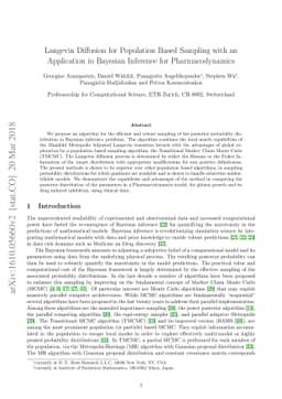 Langevin Diffusion for Population Based Sampling with an Application in
  Bayesian Inference for Pharmacodynamics