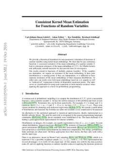 Consistent Kernel Mean Estimation for Functions of Random Variables