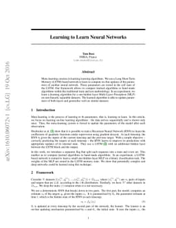 Learning to Learn Neural Networks