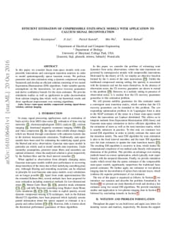 Efficient Estimation of Compressible State-Space Models with Application
  to Calcium Signal Deconvolution
