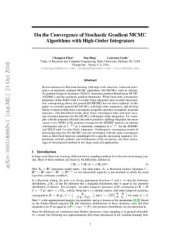 On the Convergence of Stochastic Gradient MCMC Algorithms with
  High-Order Integrators