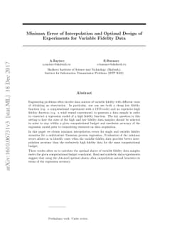 Minimax Error of Interpolation and Optimal Design of Experiments for
  Variable Fidelity Data