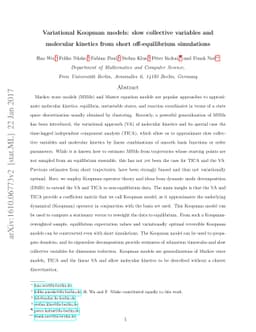 Variational Koopman models: slow collective variables and molecular
  kinetics from short off-equilibrium simulations