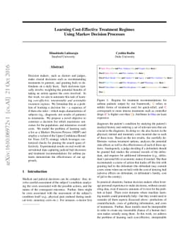 Learning Cost-Effective Treatment Regimes using Markov Decision
  Processes