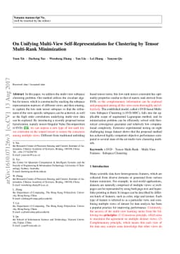 On Unifying Multi-View Self-Representations for Clustering by Tensor
  Multi-Rank Minimization