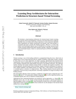 Learning Deep Architectures for Interaction Prediction in
  Structure-based Virtual Screening