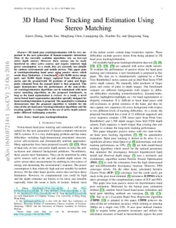 3D Hand Pose Tracking and Estimation Using Stereo Matching