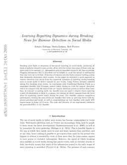 Learning Reporting Dynamics during Breaking News for Rumour Detection in
  Social Media