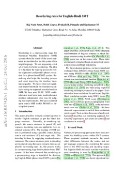 Reordering rules for English-Hindi SMT