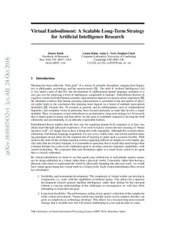 Virtual Embodiment: A Scalable Long-Term Strategy for Artificial
  Intelligence Research