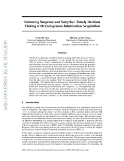 Balancing Suspense and Surprise: Timely Decision Making with Endogenous
  Information Acquisition