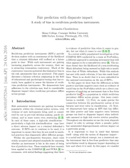 Fair prediction with disparate impact: A study of bias in recidivism
  prediction instruments