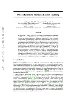 On Multiplicative Multitask Feature Learning