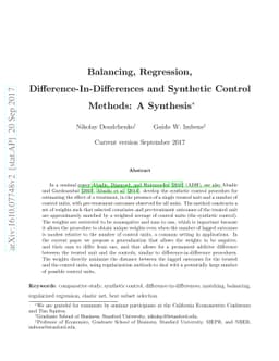 Balancing, Regression, Difference-In-Differences and Synthetic Control
  Methods: A Synthesis