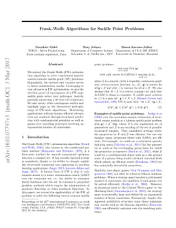 Frank-Wolfe Algorithms for Saddle Point Problems
