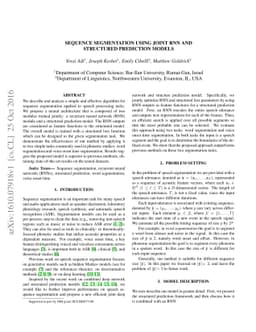 Sequence Segmentation Using Joint RNN and Structured Prediction Models