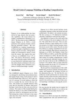 Broad Context Language Modeling as Reading Comprehension