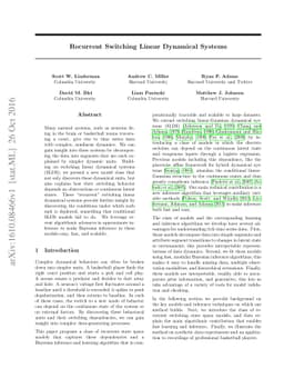 Recurrent switching linear dynamical systems