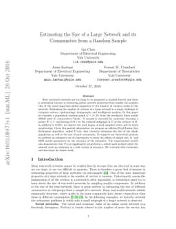 Estimating the Size of a Large Network and its Communities from a Random
  Sample